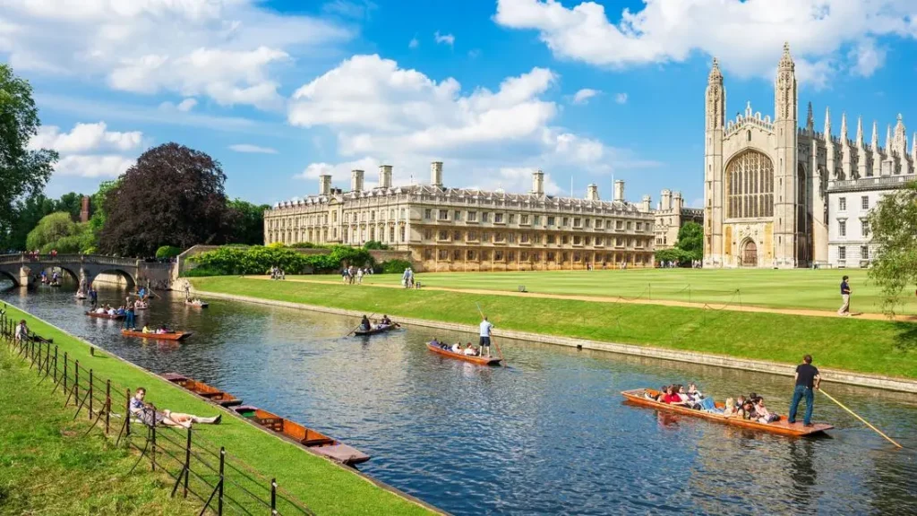 Photo of University of Cambridge buildings with river in the foreground